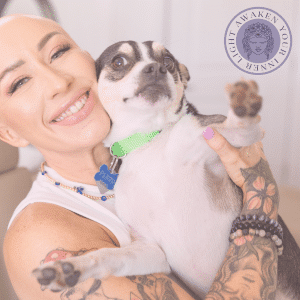 Pluto the fluffy salon mascot at Third Eye Beauty Lounge in Tempe, AZ, providing comfort and joy to clients during beauty treatments.