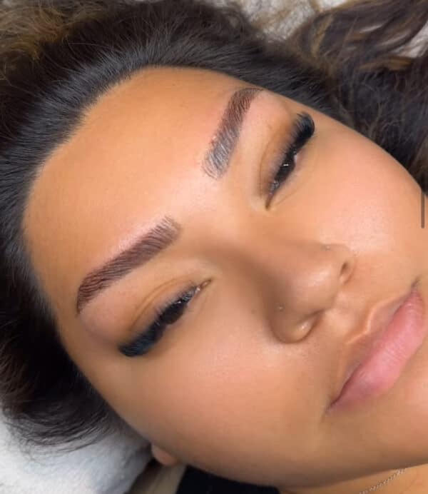 Full fluffy brow lamination results in Tempe AZ at Third Eye Beauty Lounge showing clean lifted brows