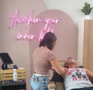 Katrina providing underarm hyperhidrosis treatment at Third Eye Beauty Lounge in Tempe