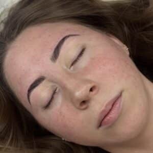 Brow lamination after results at Third Eye Beauty Lounge in Tempe AZ showing lifted full brows by Kayla Marie